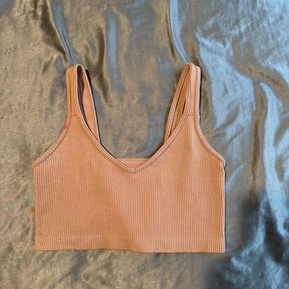 Ribbed Brown Crop Top